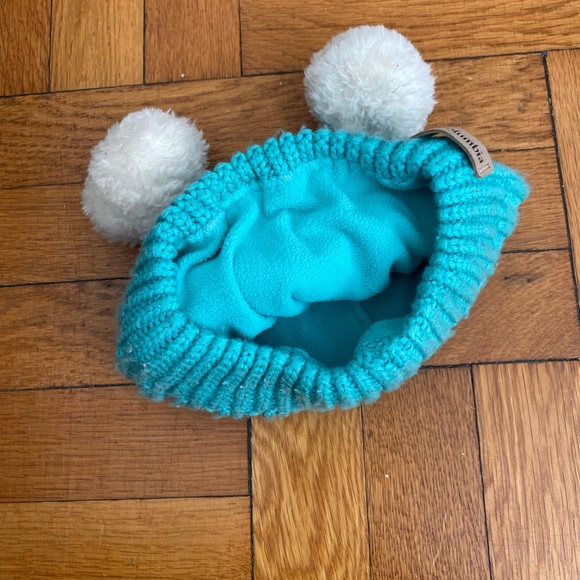 Columbia Kids' Turquoise Beanie with White Pom Poms - Picture 3 of 5